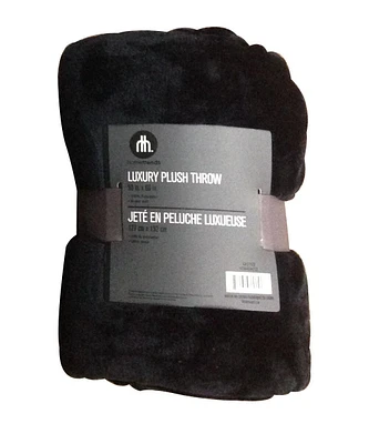 hometrends Luxury Royal Plush Throw - Black, Soft hand