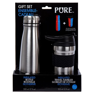 PURE Drinkware, Water Bottle and Coffee Tumbler Set