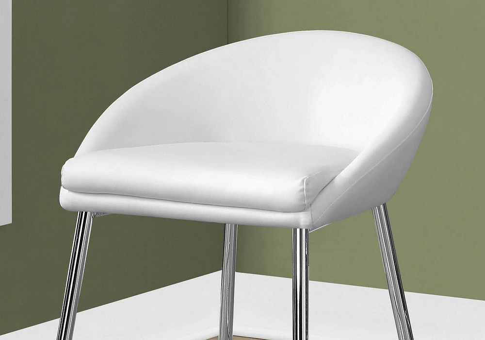 Monarch Specialties Tabouret De Bar, Lot De 2, Hauteur Du Comptoir, Cuisine, Métal, Pu D'aspect Cuir, Blanc, Chrome, Contemporain, Moderne