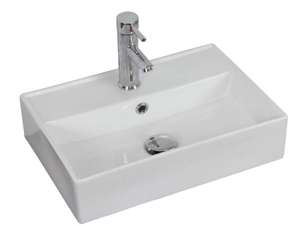 American Imaginations AI-31208 19,75 pouces W au-dessus du navire blanc de compteur pour le perçage de centre de 1 trou