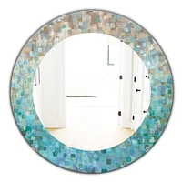 Designart 'Blocked Abstract' Miroir Traditionnel - Miroir Mural Ovale ou Rond - 24x24