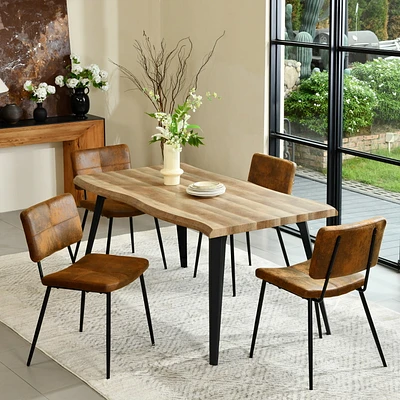 Ensemble de Salle à Manger 5 Pièces Homy Casa, Table en Bois 63 pouces avec 4 Chaises Rembourrées, Salle à Manger Moderne