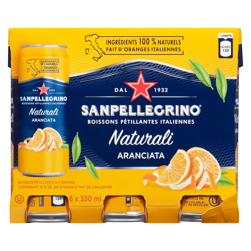 San Pellegrino Naturali Aranciata Sparkling Orange Beverage 6 x 330mL, 6 x 330mL