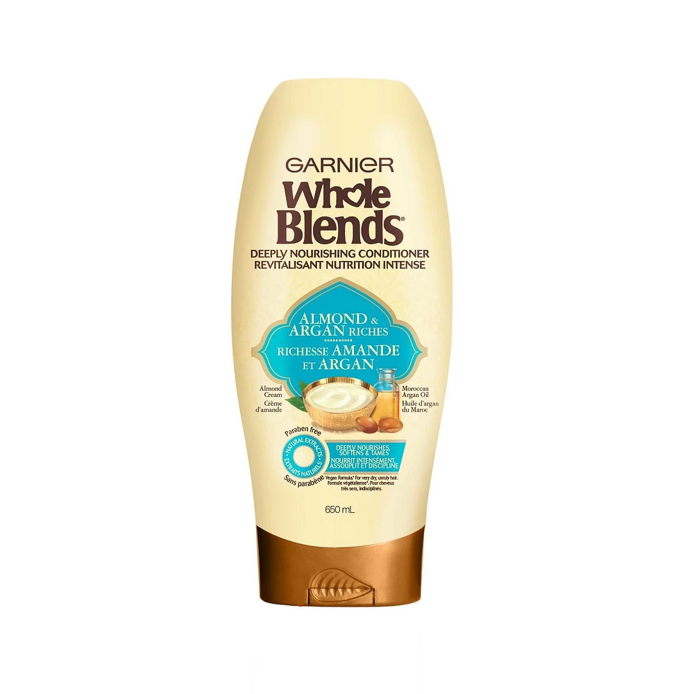 GARNIER Whole Blends Almond & Argan Riches Pour cheveux très secs, indisciplinés Conditioner, 650 mL Après-shampooing, 650 ml