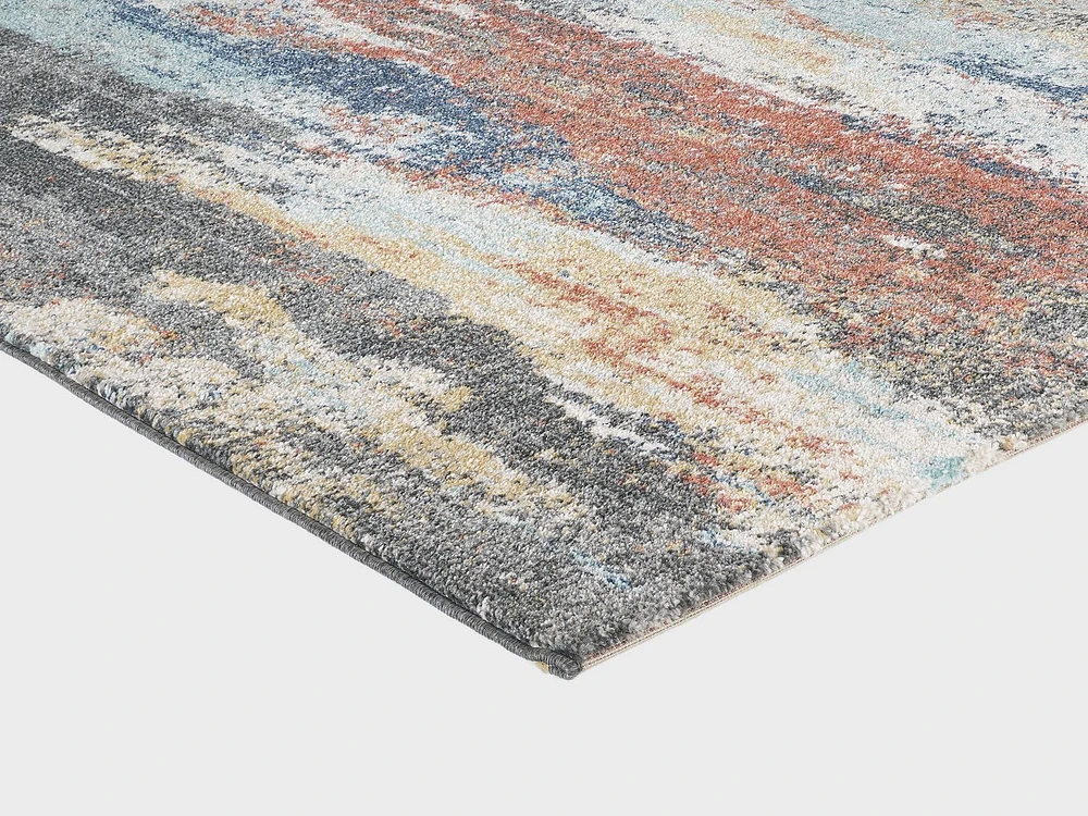 Tapis tissé Cranfield rouge foncé et bleu pâle