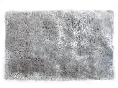 Tapis en fausse fourrure pour enfants Mainstays, gris – 30 pouces x 45 pouces, tapis en fourrure doux et confortable Tapis Mainstays en fausse fourrure pour enfants