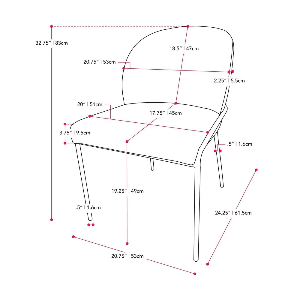 Chaises de salle à manger rembourrées à dossier haut Blakeley avec pieds en métal