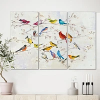 Designart Oiseau multicolore sur l'arbre Art mural sur toile