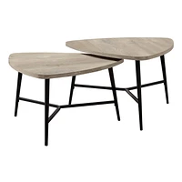 Monarch Specialties Ensemble De Table, Ensemble 2pcs, Café, Bout, Côté, Accent, Salon, Métal, Stratifié, Beige, Noir, Contemporain, Moderne