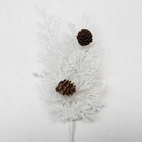 Holiday Time Branche Feuilles Blanches à Paillettes avec Pomme de Pin 9"