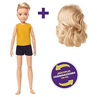 Creatable World Character Starter Pack CS-414, Blonde Doll with Blue Eyes, Wavy Long-Hair Wig, Removable Tank and Shorts, Creative Play for All Kids 6 Years Old and Up