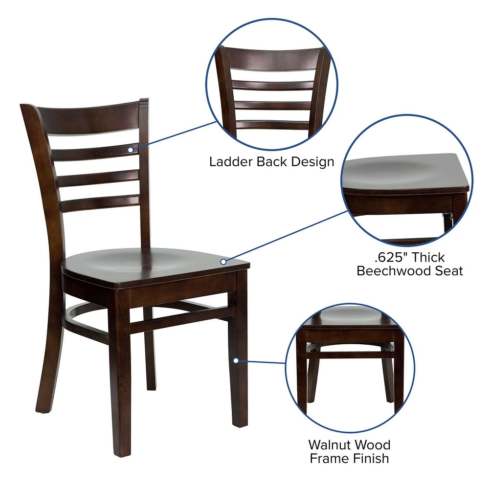HERCULES Series Ladder Back Walnut Wood Restaurant Chair