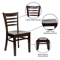 HERCULES Series Ladder Back Walnut Wood Restaurant Chair