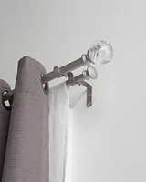 HOMETRENDS CARVED ACRYLIC BALL 3/4" DOUBLE DRAPERY ROD SET 42-120" NICKEL, Drapery Rod Set