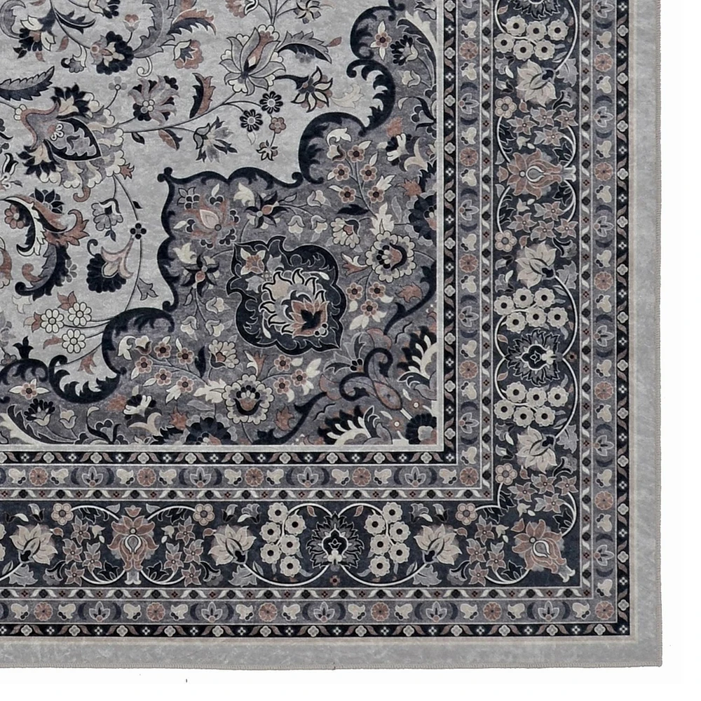 Tapis Emerald Barton noir & crème de 5 pi x 7 pi
