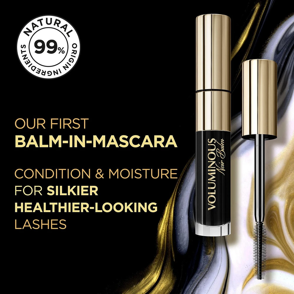 L'Oréal Paris Mascara Voluminous Noir Balm, Volumisant, Soignant, Volume Défini Instantané, Noir, 0.26 fl. oz. Mascara volumisant