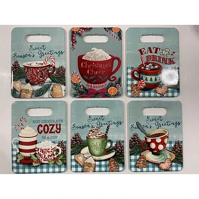 Noël 9.5 "Forme De La Planche À Découper Forme De Chocolat Chaud - Ensemble De 6