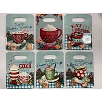Noël 9.5 "Forme De La Planche À Découper Forme De Chocolat Chaud - Ensemble De 6