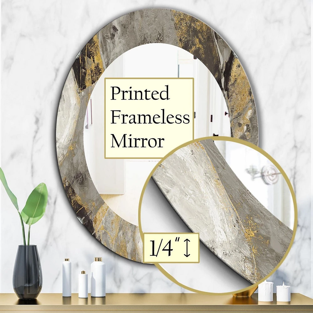 Designart 'Painted Gold Stone' Miroir Traditionnel - Miroir Mural Ovale ou Rond - 24x36