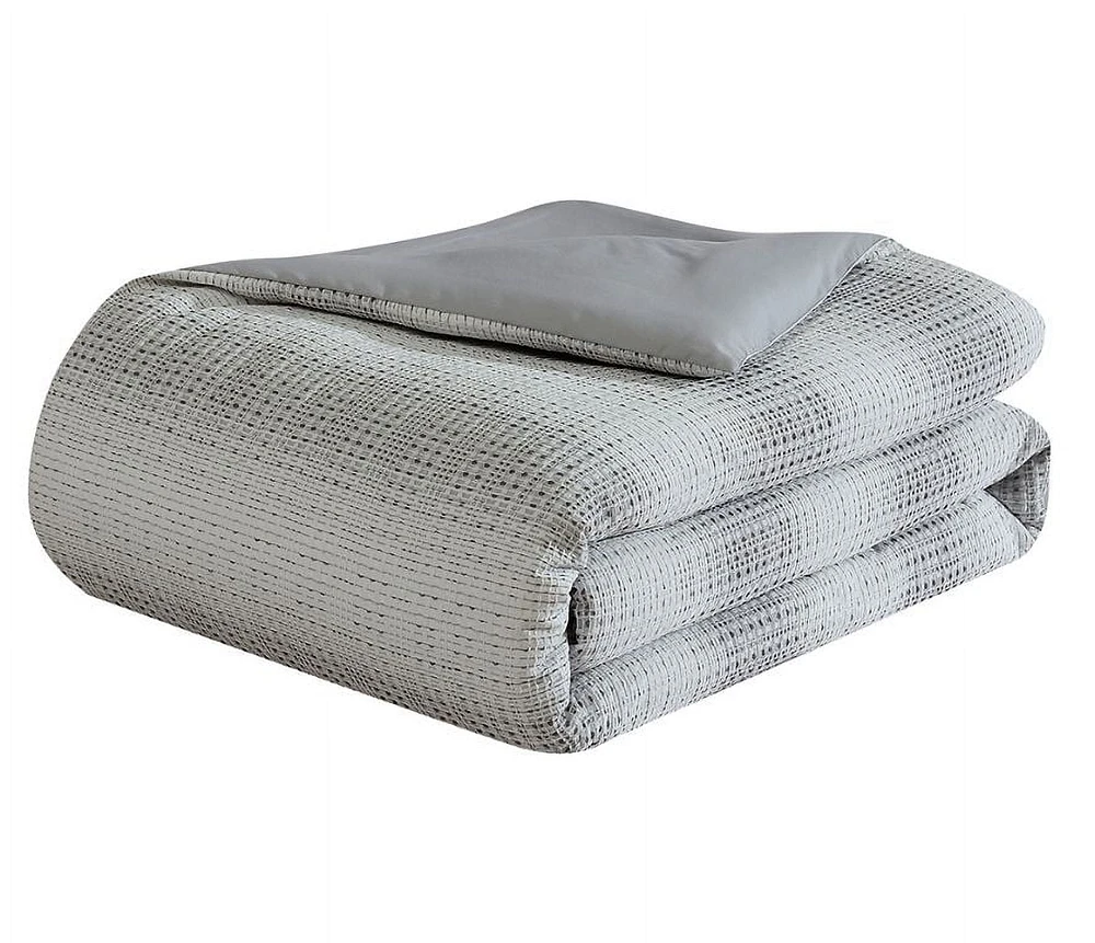 Hometrends 3 Piece Comforter Set – Dante Stripe, Waffle, Texture, Available in Double/Queen,King