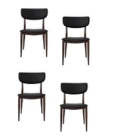 Sammy Chaise de salle à manger en similicuir PU gris avec cadre en métal noir, chaise de salle à manger latérale, chaise sans accoudoirs - Set 4