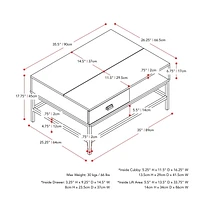 Table basse à plateau relevable Fort Worth, finition effet bois brun