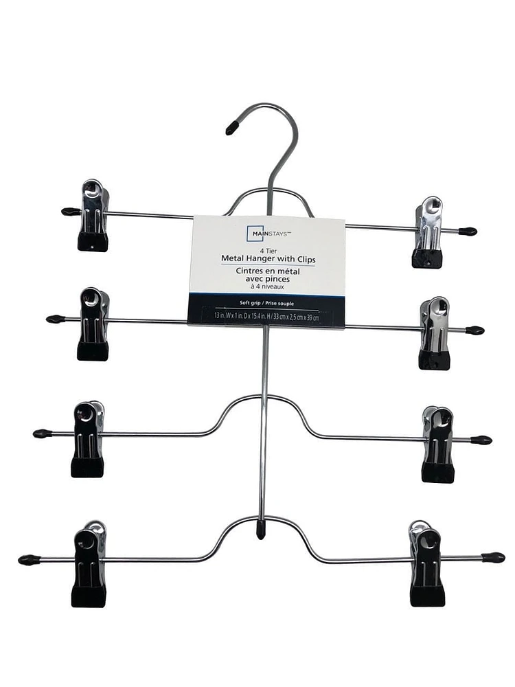 Mainstays, Cintres Multifonctionnels en Métal pour Pantalons / Jupes avec Clips Réglables, noir Cintre en métal avec clips