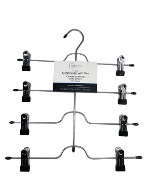 Mainstays, Cintres Multifonctionnels en Métal pour Pantalons / Jupes avec Clips Réglables, noir Cintre en métal avec clips