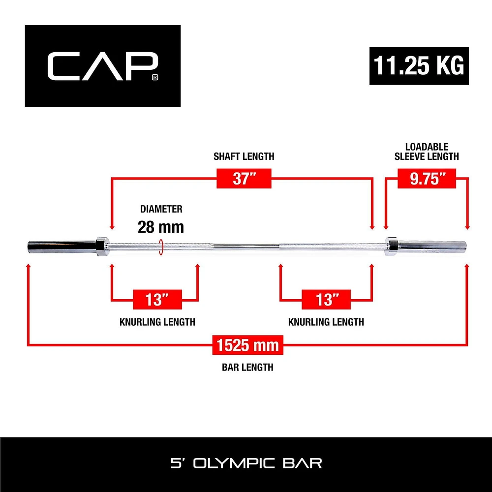 L’Haltère Olympique CAP Barbell de 2 pouces, 5 pieds