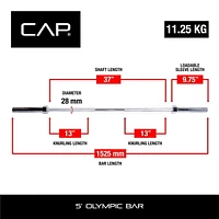 L’Haltère Olympique CAP Barbell de 2 pouces, 5 pieds