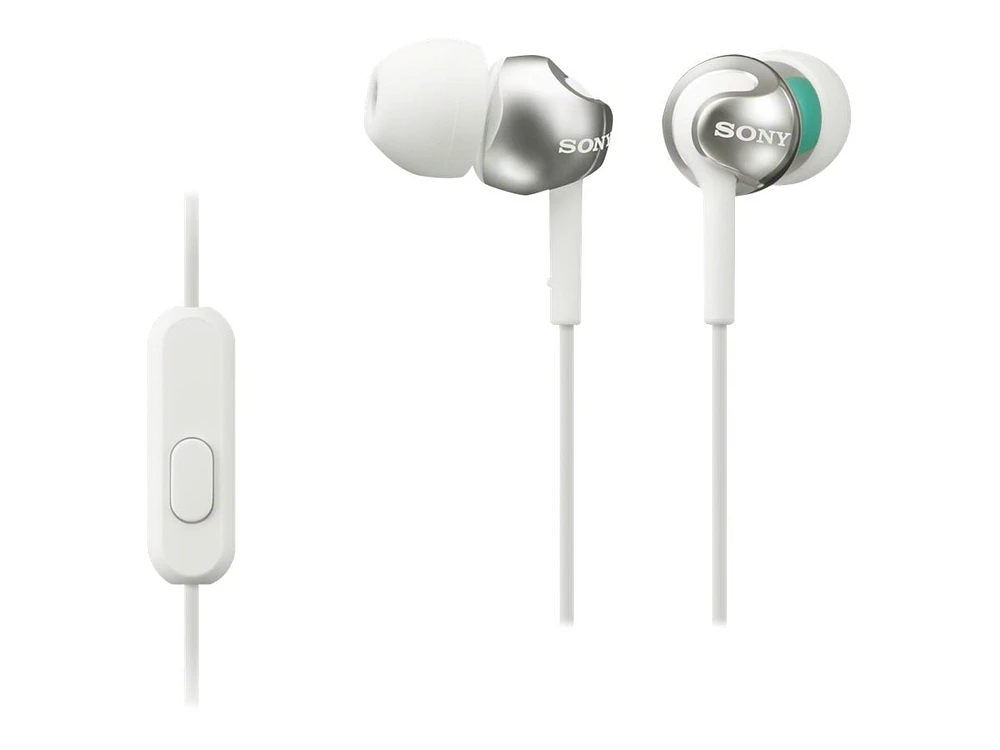 SONY MDR-EX110AP/B Step-up Ex Series Earbud Headset - White, In-ear Headphones