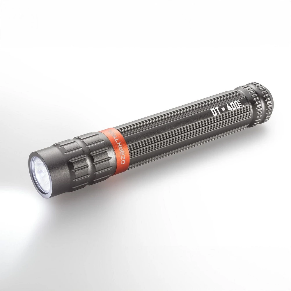 Ozark Trail 400 Lumen LED Flashlight, 2 AA Batteries Included, Lifetime LEDS, 400 Lumen LED Flashlight