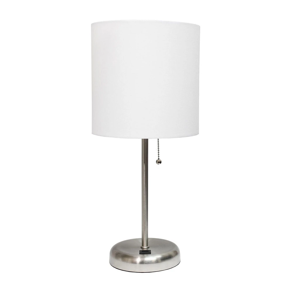 Lampe bâton LimeLights avec port de chargement USB et abat-jour en tissu, blanc