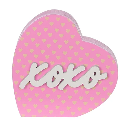 Décoration coeur en bois rose XOXO pour la Saint-Valentin