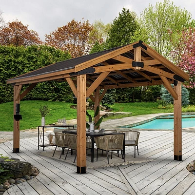 Backyard Discovery Pavillon de jardin en cèdre Norwood 14 pi x 12 pi