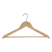 20 Pack Home Premium Wooden Hangers - Slightly Curved Hanger Set - Solid Wood Coat Hangers with Stylish Chrome Hooks - Heavy-Duty Clothes, Jacket, Shirt, Pants, Suit Hangers (Natural), 20 PACK NATURAL WOOD HANGER