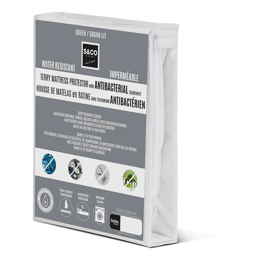 Safdie & Co. Protège-Matelas Antibacterien Q Blanc