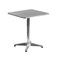 Ensemble de table carrée de 23,5 po en aluminium pour l'intérieur et l'extérieur avec 4 chaises à dossier à lattes