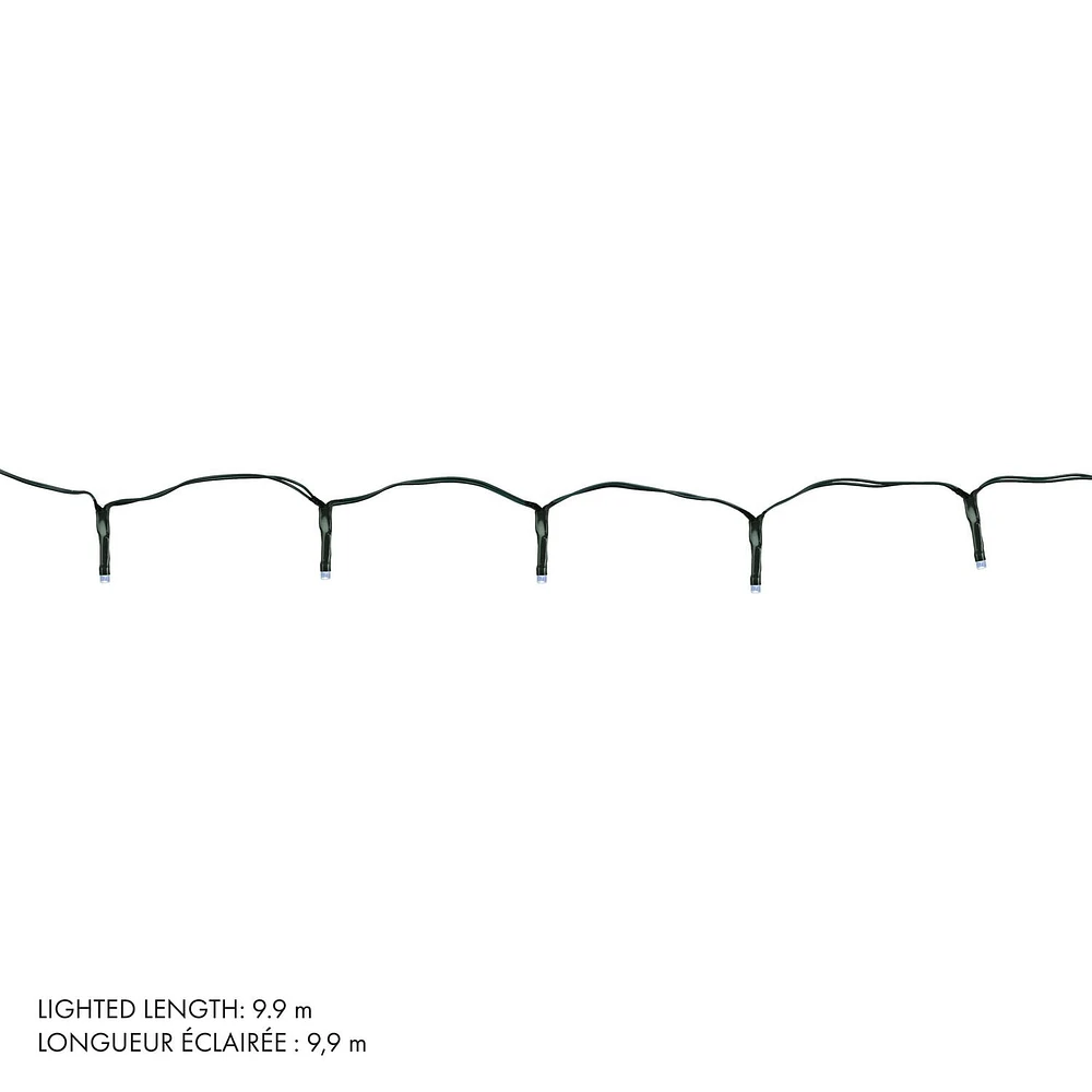 100 lumières DEL à piles, intérieur/extérieur, fil vert, 8 fonctions avec minuterie