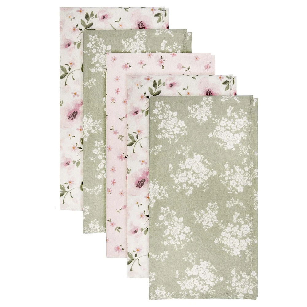 Modern Moments by Gerber Lot de 5 couvertures en flanelle pour bébé Taille 30" x 30"
