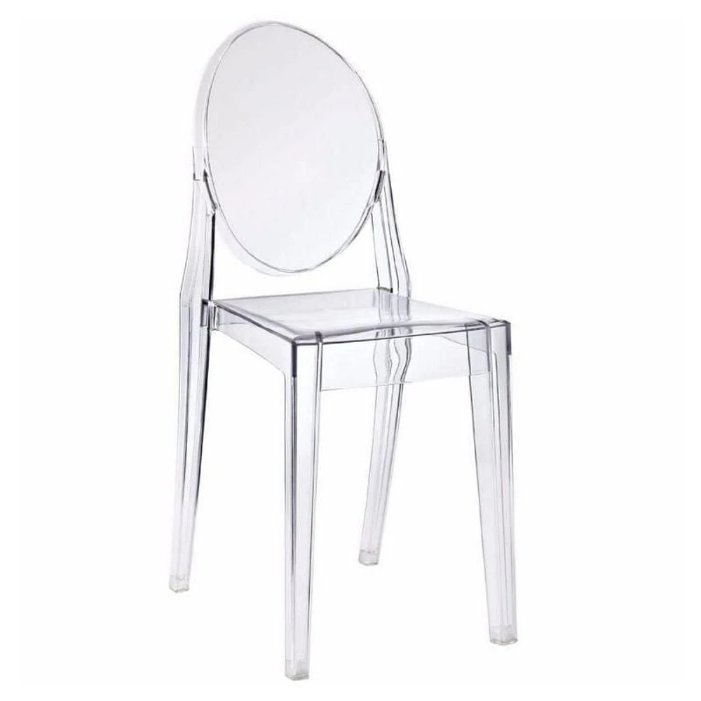 Chaise d'appoint moderne Ghost - Chaise de salle à manger en acrylique transparent avec un design durable, empilable pour les salles à manger ou les espaces d'accentuation