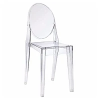 Chaise d'appoint moderne Ghost - Chaise de salle à manger en acrylique transparent avec un design durable, empilable pour les salles à manger ou les espaces d'accentuation