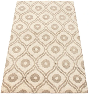 ECARPETGALLERY 4'11" x 8'1"  Moroccan Tangier Hand-knotted Area Rug for Living Room, Dining Room and Bedroom in Ivory