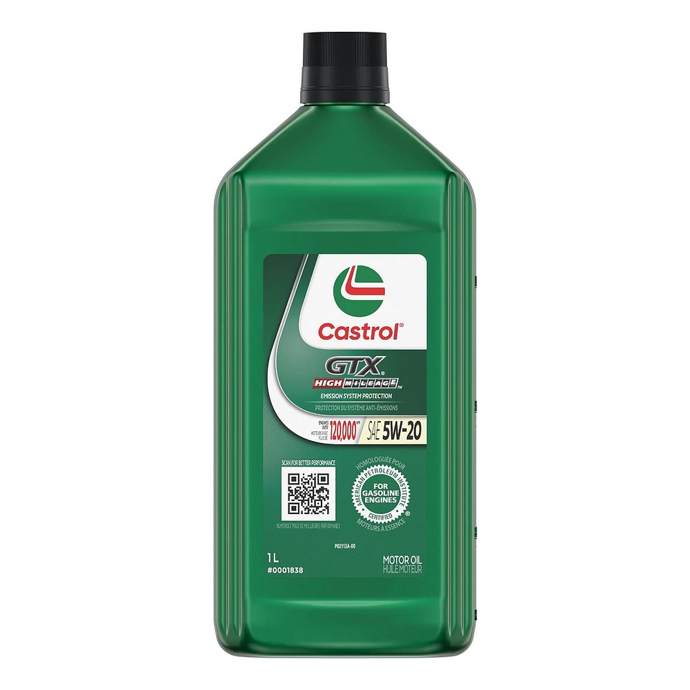 Castrol GTX – High Mileage 5W20 1L, A premium oil formulated for engines with over 120,000km.