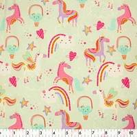 Fabric Creations Tissu de flanelle au mètre Licorne menthe sur arc-en-ciel 107 cm (42")