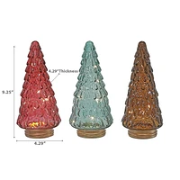 Décoration D'Arbre En Verre À Del 9,25" - Ensemble De 3