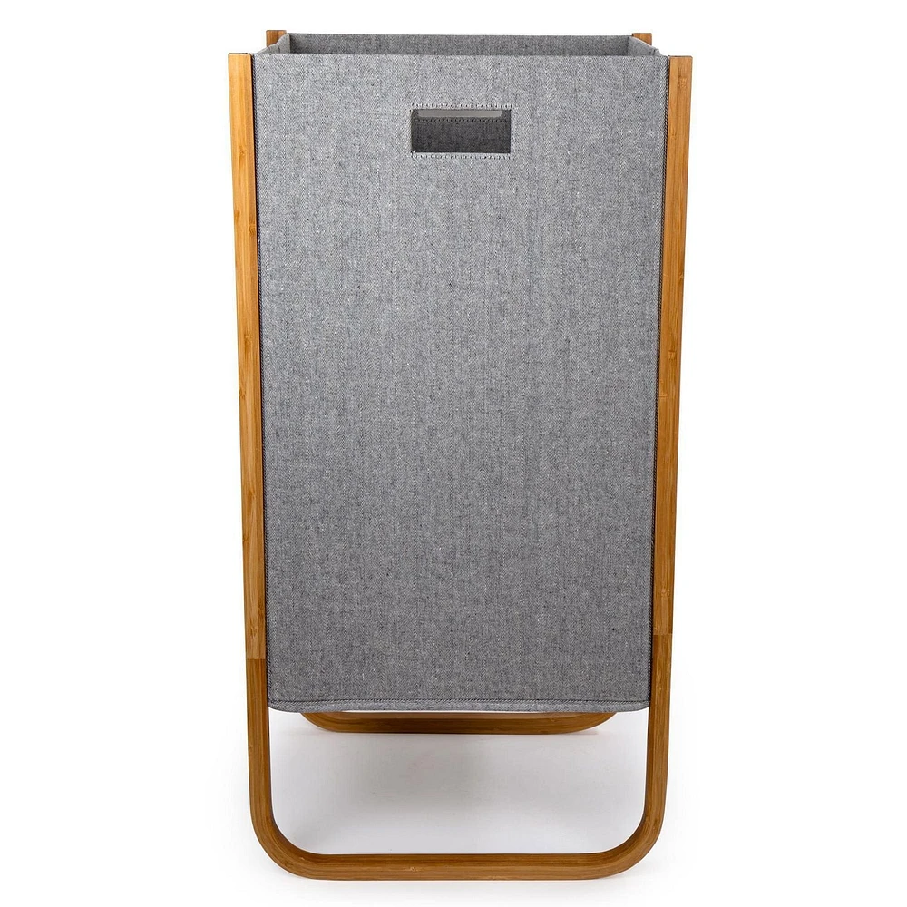 Truu Design Modern and Sleek Woven Paper and Bamboo Grey Laundry Hamper
