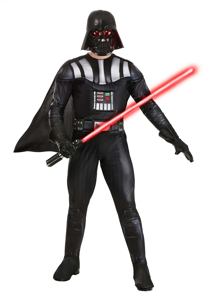 STAR WARS DARTH VADER QUALUX COSTUME (ADULT) - Qualux Jumpsuit with Detachable Cape and 3D Half Mask 