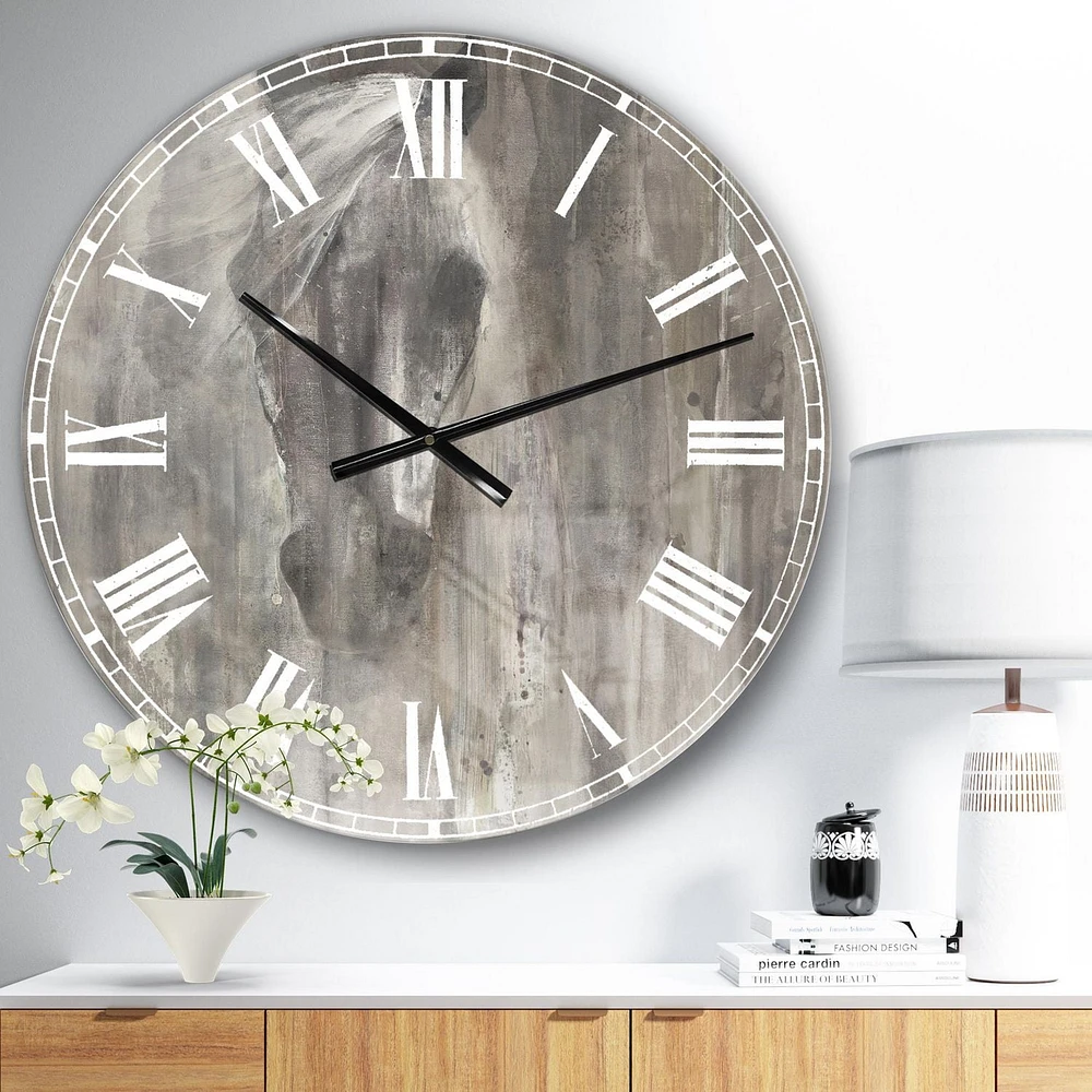 Designart 'Farmhouse Horse' Farmhouse wall clock