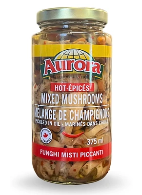 Aurora Mixed Mushrooms Hot, 375mL, Pickled in Oil